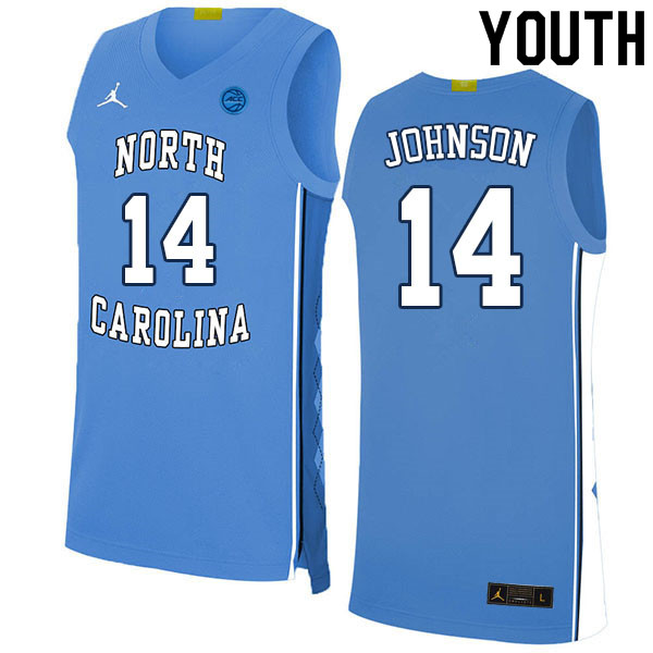 Youth #14 Puff Johnson North Carolina Tar Heels College Basketball Jerseys Sale-Blue - Click Image to Close